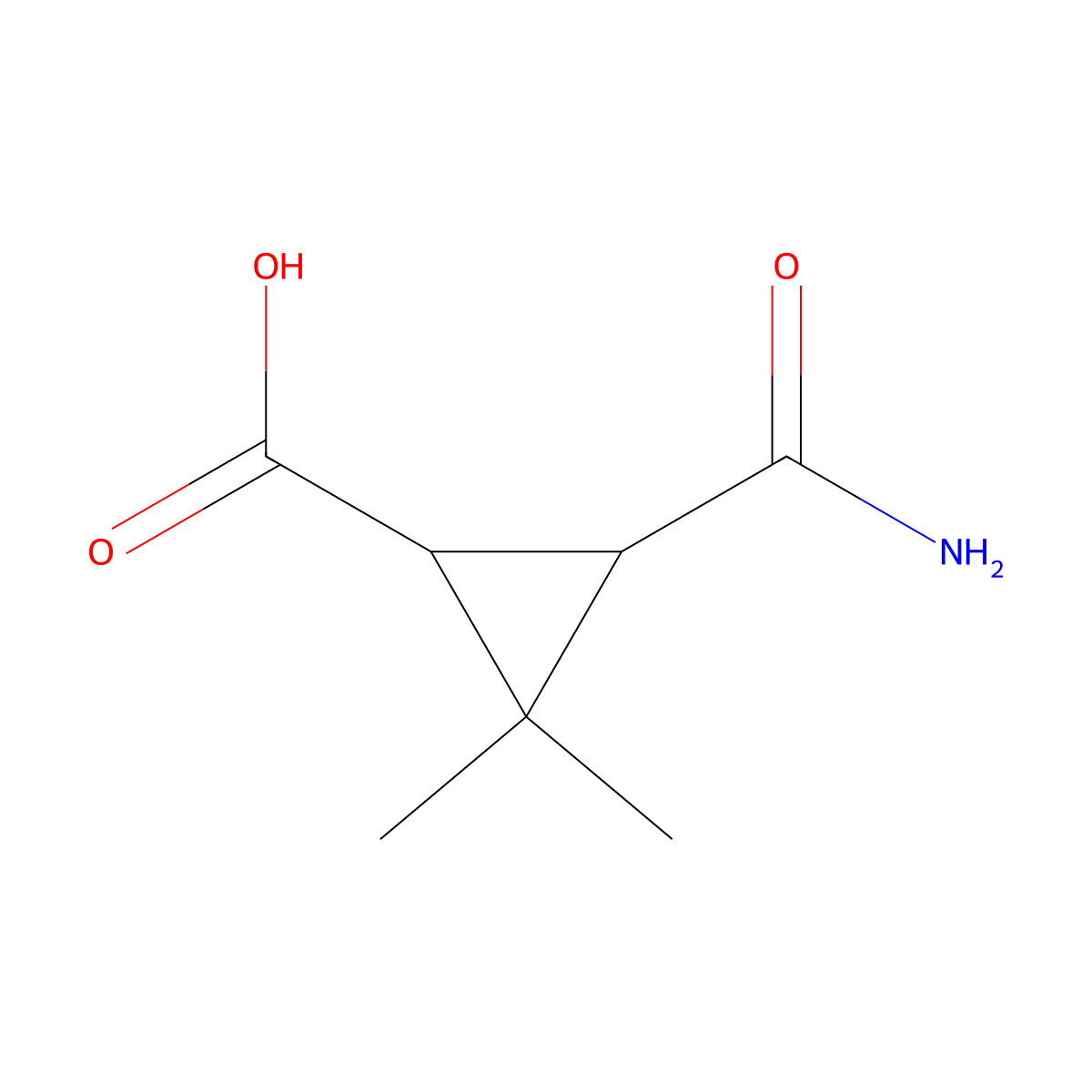3-Carbamoyl-2,2-dimethylcyclopropanecarboxylic acid molecular structure, CAS 1343350-23-1