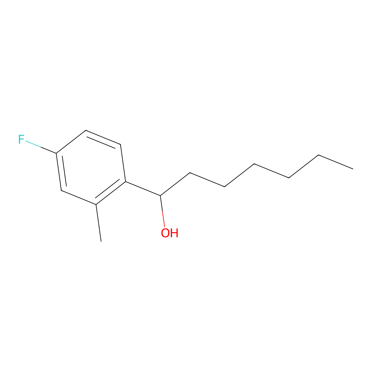 1-(4-Fluoro-2-methylphenyl)heptan-1-ol molecular structure, CAS 1343352-45-3