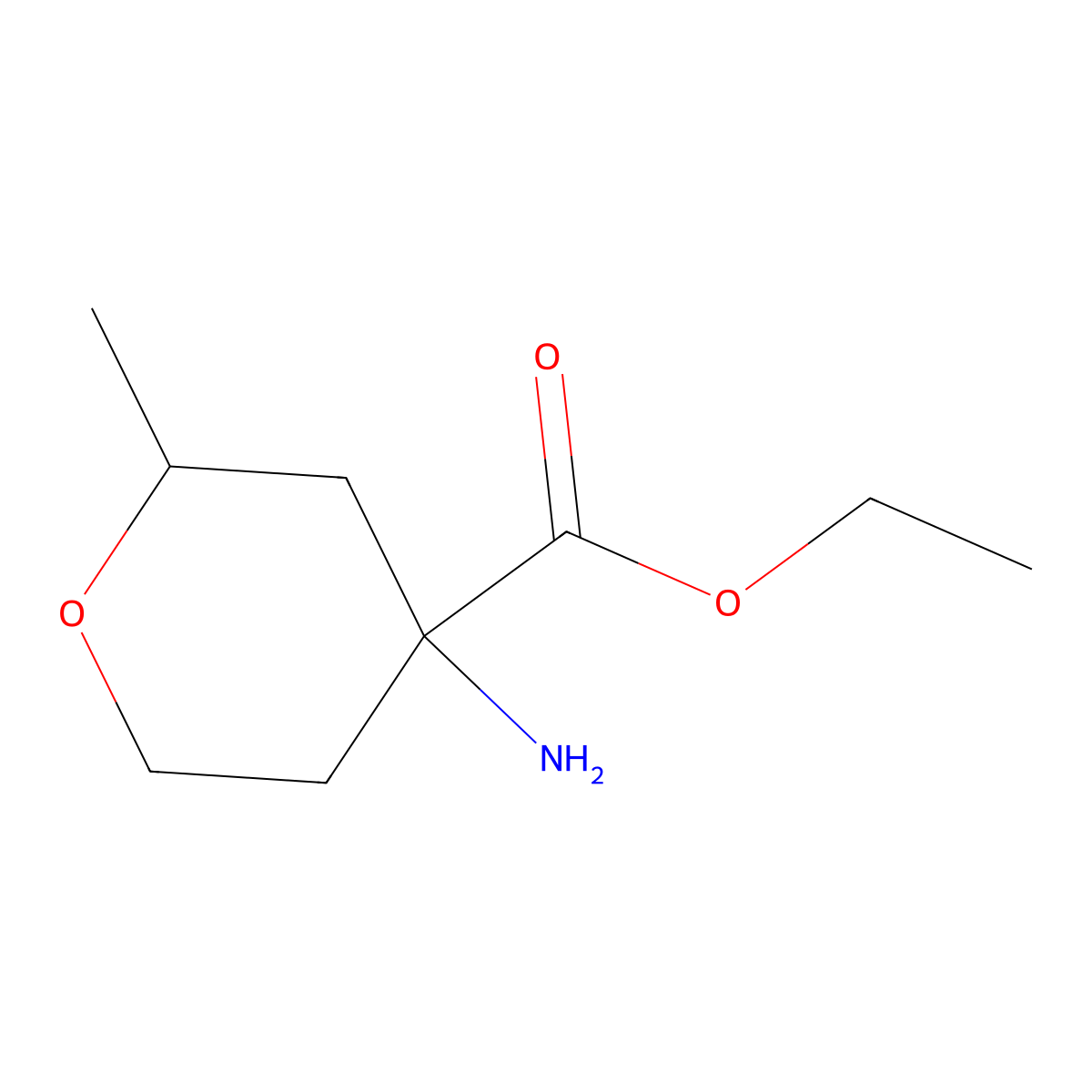 Ethyl 4-amino-2-methyloxane-4-carboxylate molecular structure, CAS 1343353-86-5