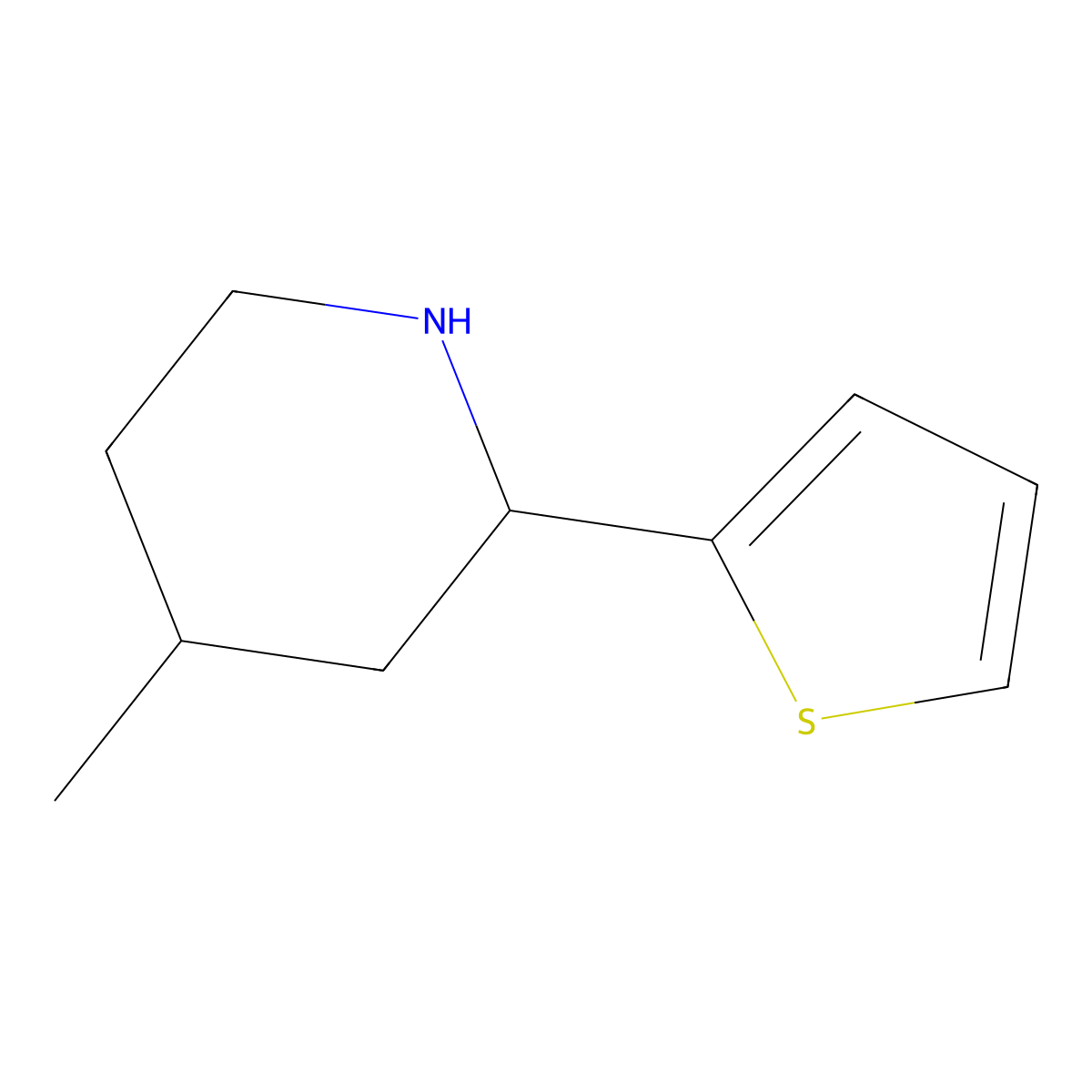 4-Methyl-2-(thiophen-2-yl)piperidine molecular structure, CAS 1343356-37-5
