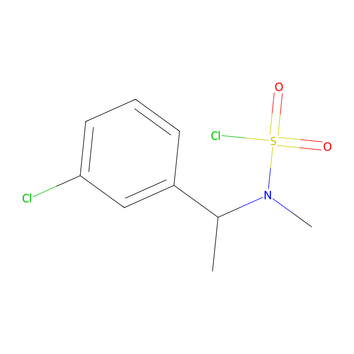 N-[1-(3-chlorophenyl)ethyl]-N-methylsulfamoyl chloride molecular structure, CAS 1343356-66-0