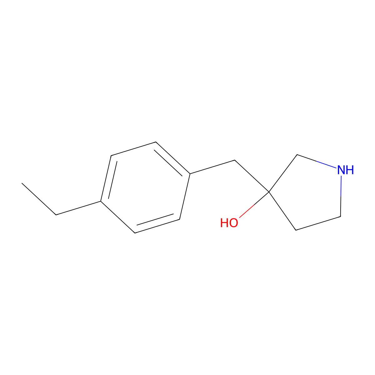 3-[(4-Ethylphenyl)methyl]pyrrolidin-3-ol molecular structure, CAS 1343358-76-8