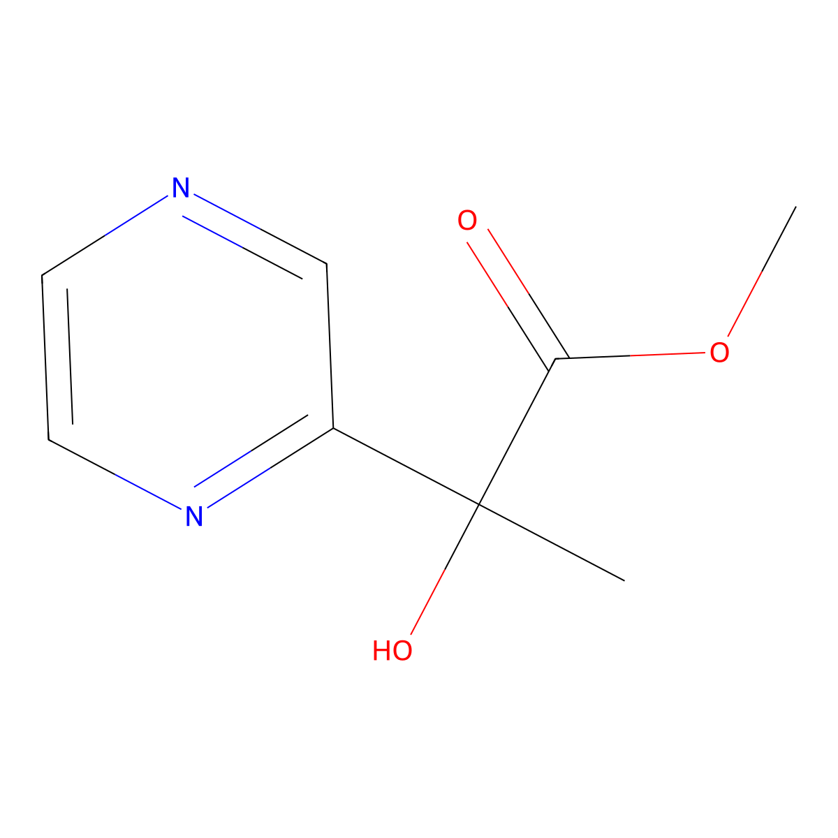 Methyl 2-hydroxy-2-(pyrazin-2-yl)propanoate molecular structure, CAS 1343362-63-9