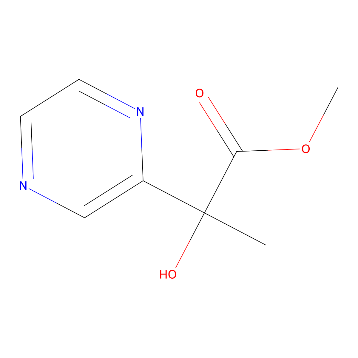 Methyl 2-hydroxy-2-(pyrazin-2-yl)propanoate molecular structure, CAS 1343362-63-9