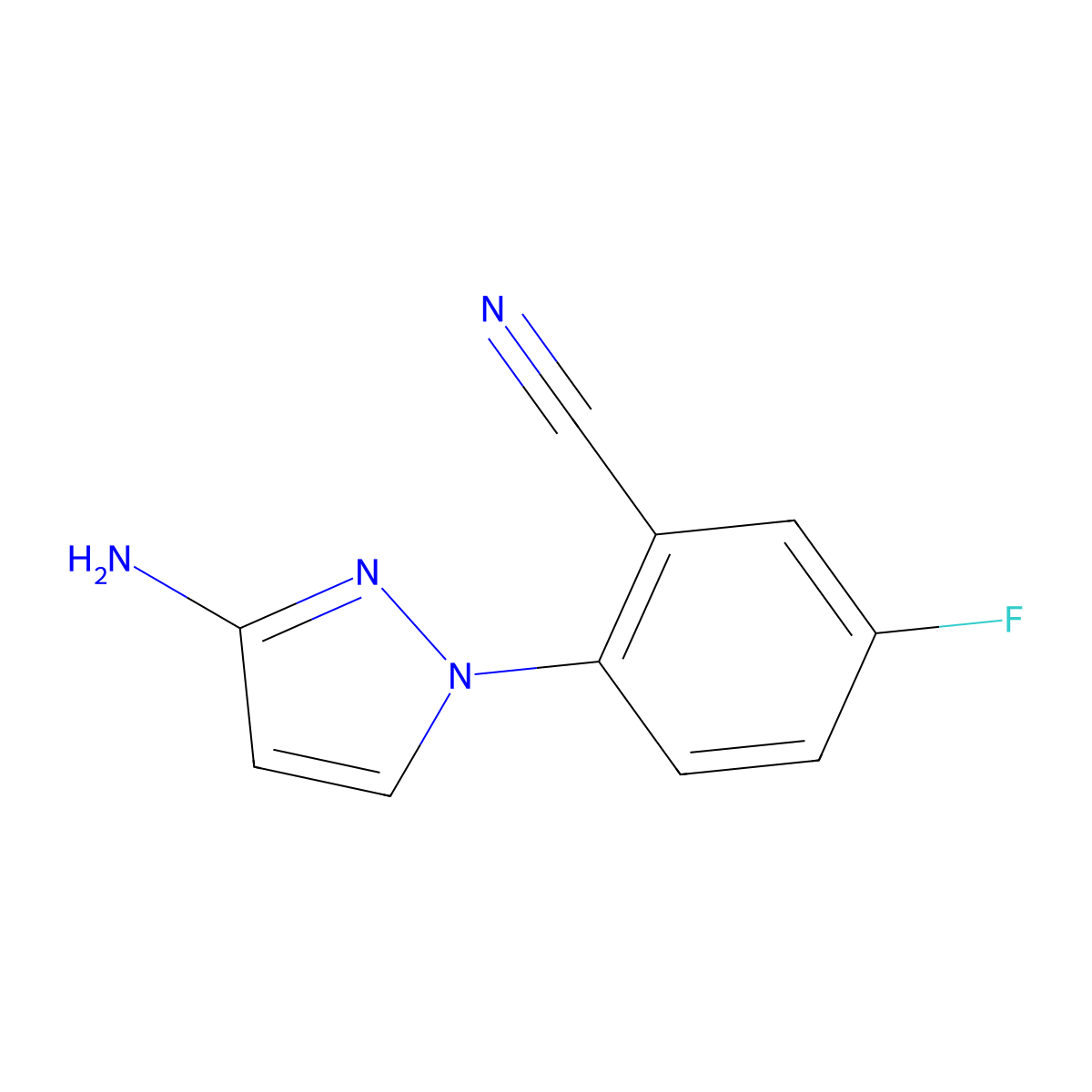 2-(3-amino-1H-pyrazol-1-yl)-5-fluorobenzonitrile molecular structure, CAS 1343363-47-2
