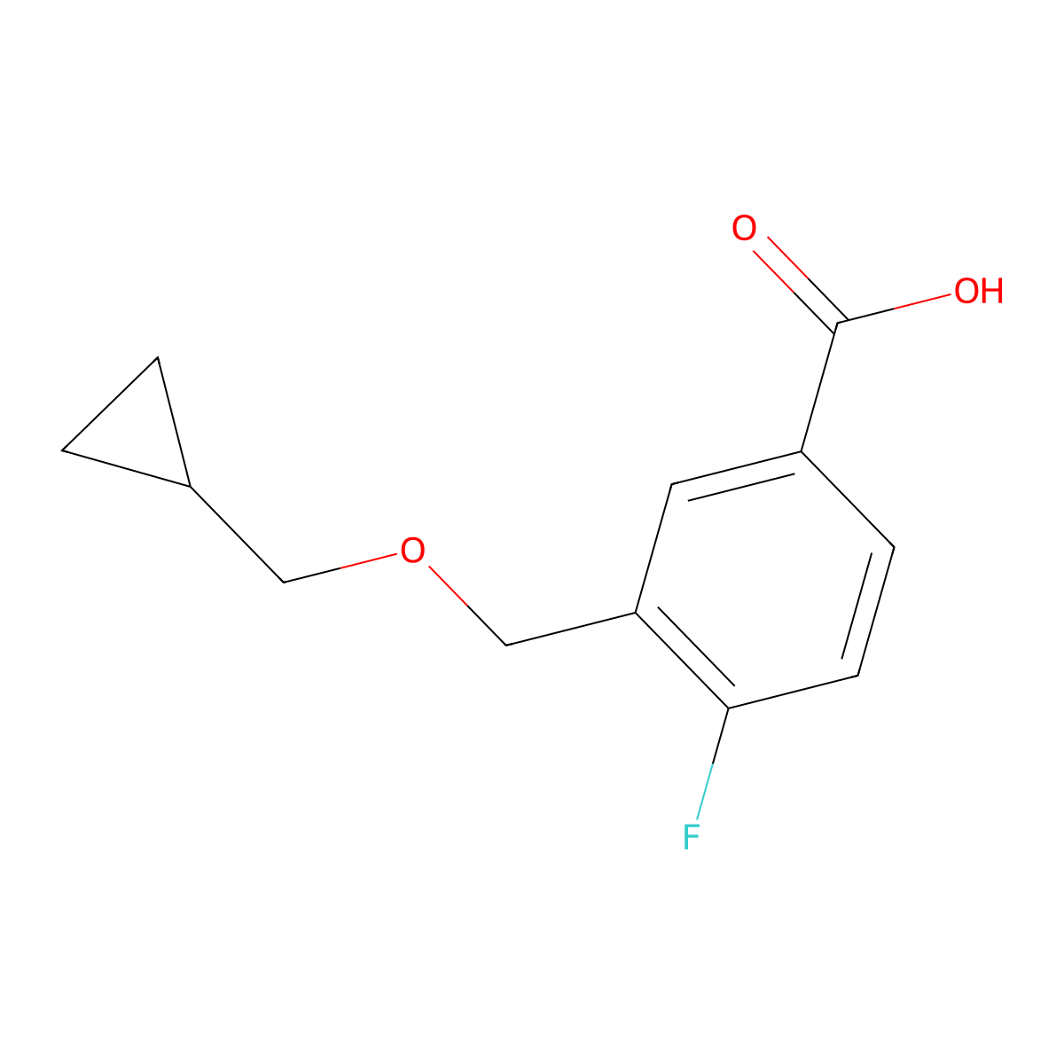 3-[(Cyclopropylmethoxy)methyl]-4-fluorobenzoic acid molecular structure, CAS 1343367-59-8