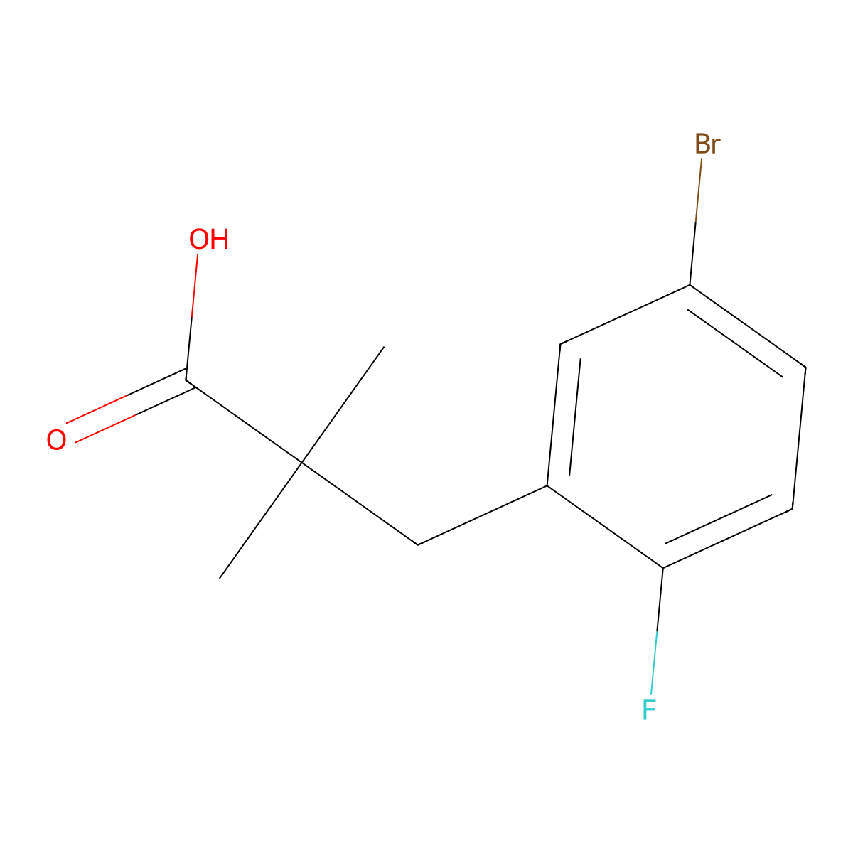 3-(5-Bromo-2-fluorophenyl)-2,2-dimethylpropanoic acid molecular structure, CAS 1343367-91-8