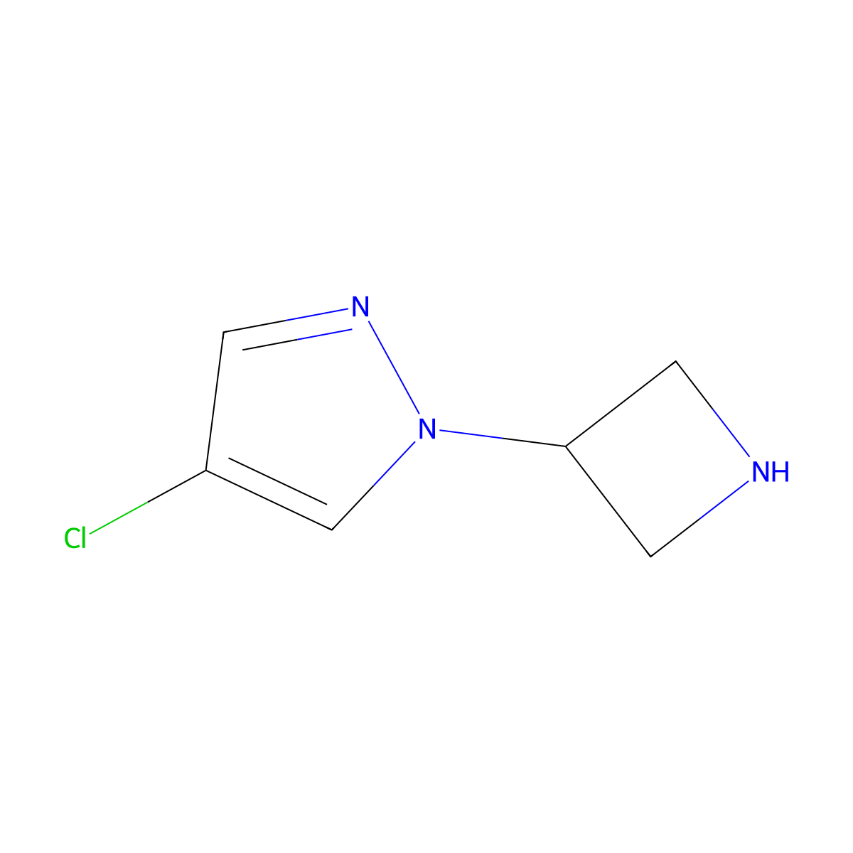 1-(azetidin-3-yl)-4-chloro-1H-pyrazole molecular structure, CAS 1343369-50-5