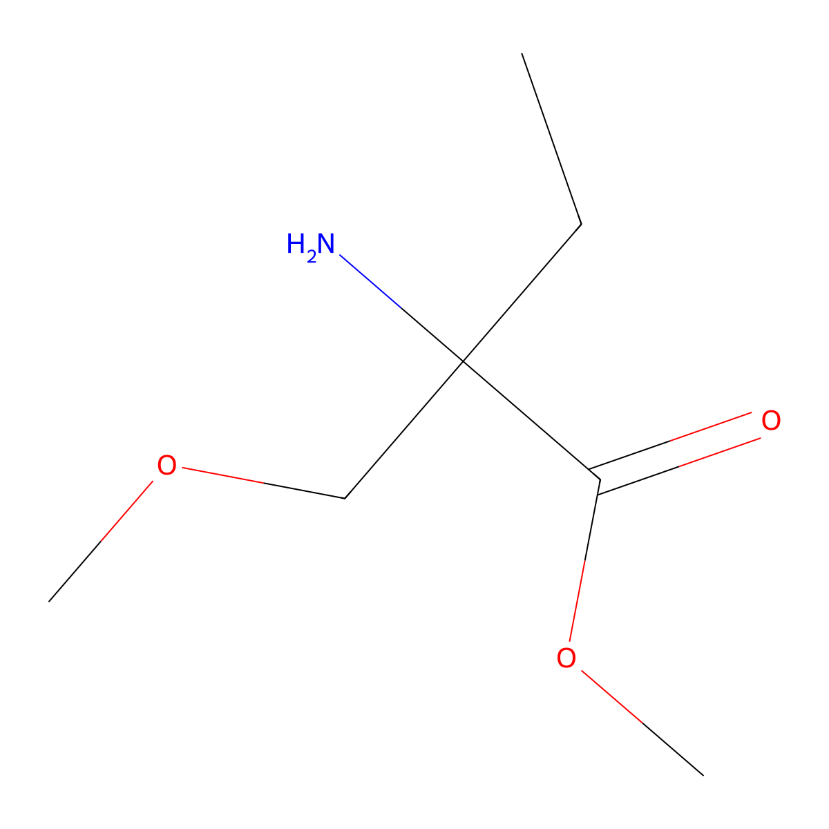 Methyl 2-amino-2-(methoxymethyl)butanoate molecular structure, CAS 1343369-63-0