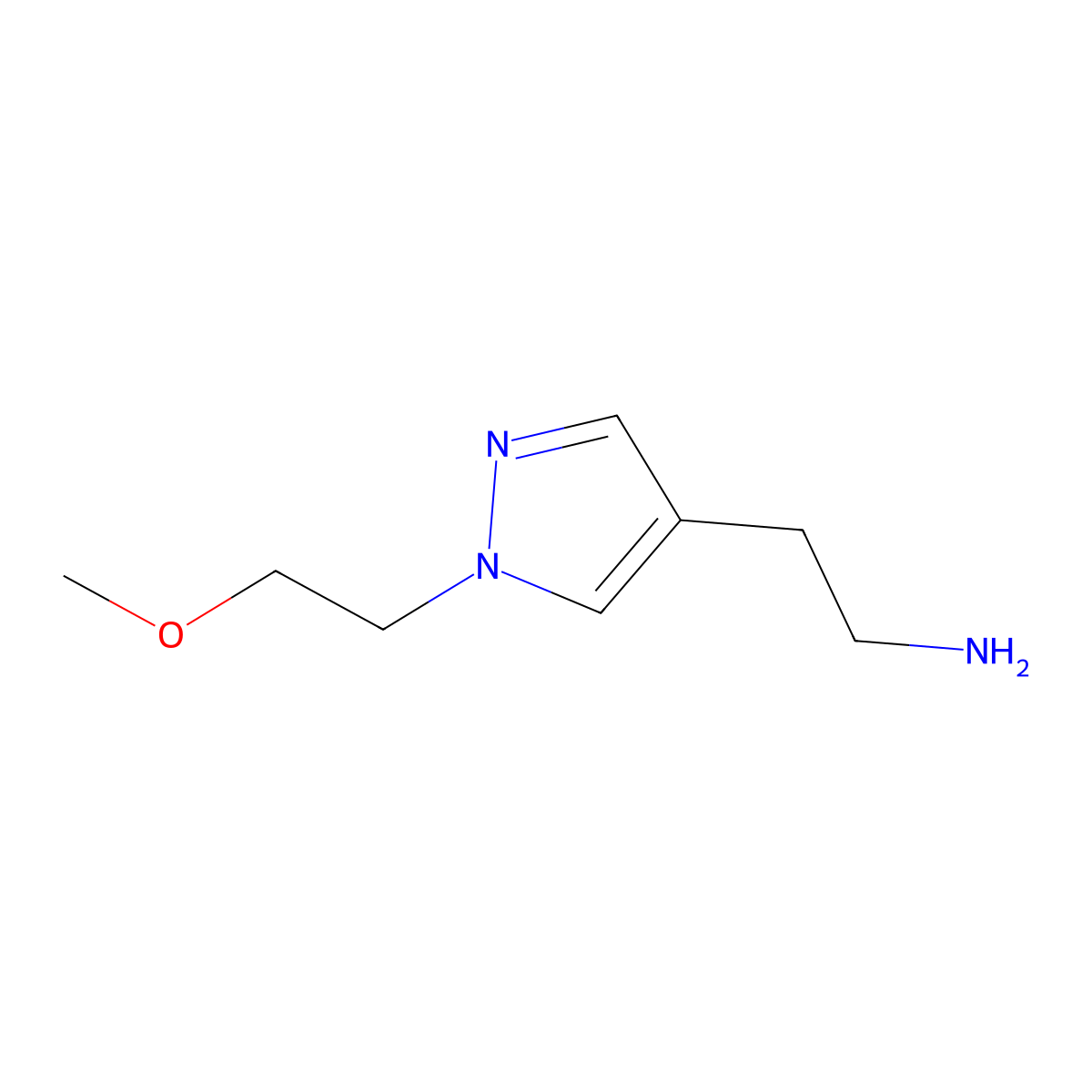 2-[1-(2-methoxyethyl)-1H-pyrazol-4-yl]ethan-1-amine molecular structure, CAS 1343369-80-1
