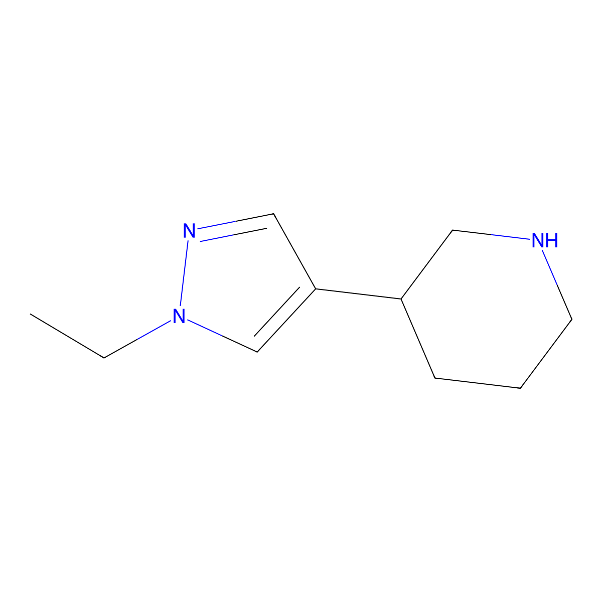 3-(1-ethyl-1H-pyrazol-4-yl)piperidine molecular structure, CAS 1343376-28-2