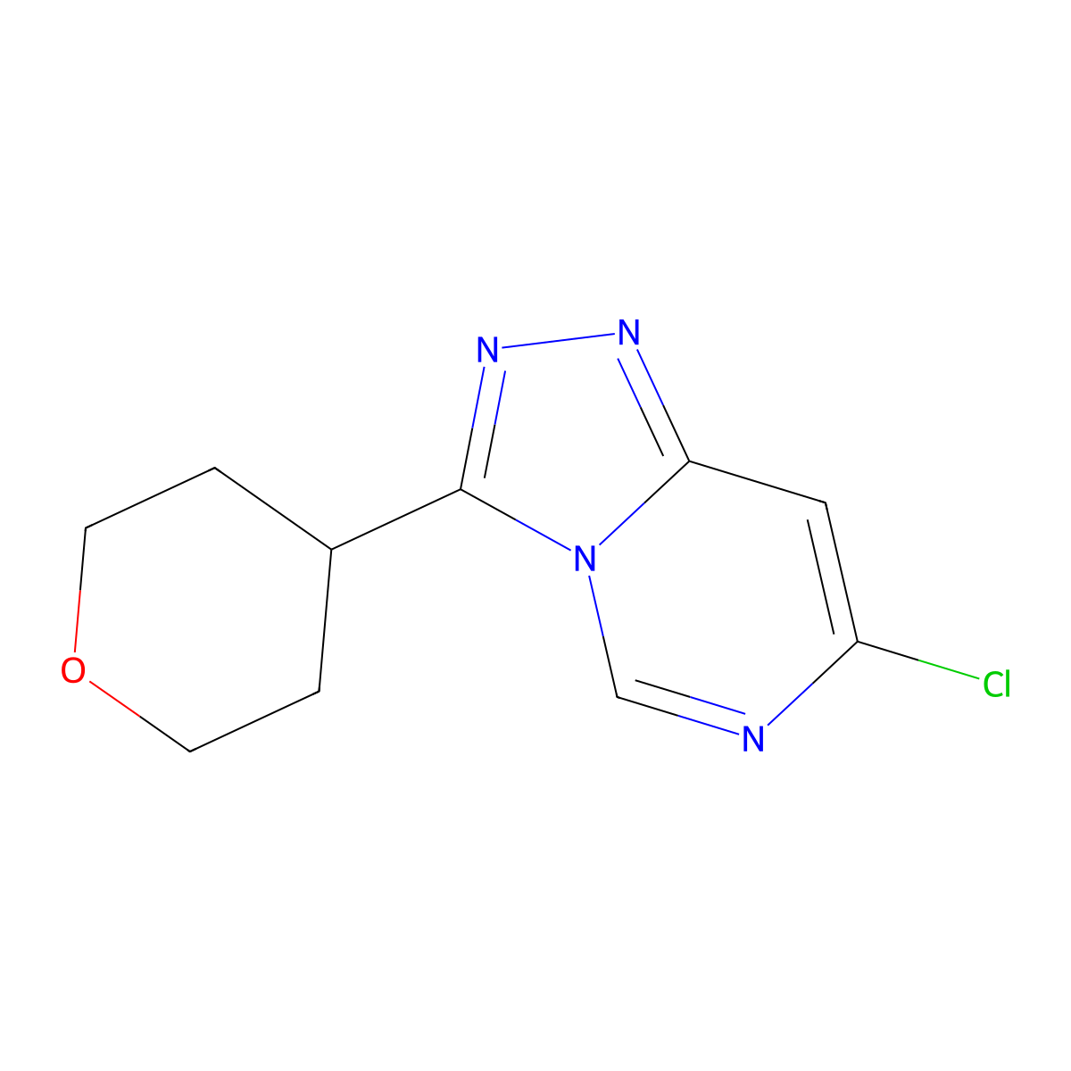 7-Chloro-3-(oxan-4-yl)-[1,2,4]triazolo[4,3-c]pyrimidine molecular structure, CAS 1343379-55-4