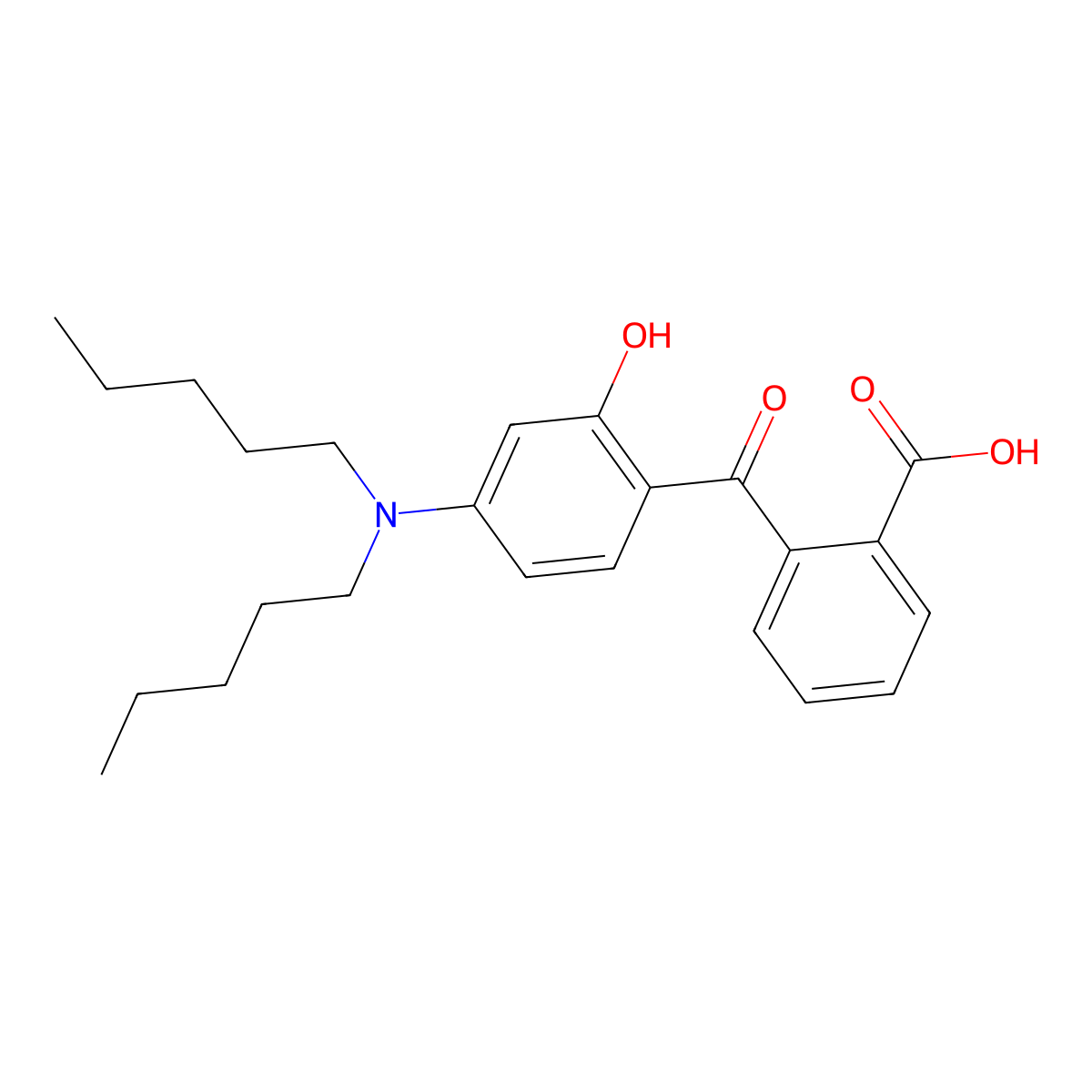 Benzoic acid, 2-[4-(dipentylamino)-2-hydroxybenzoyl]- molecular structure, CAS 134338-99-1