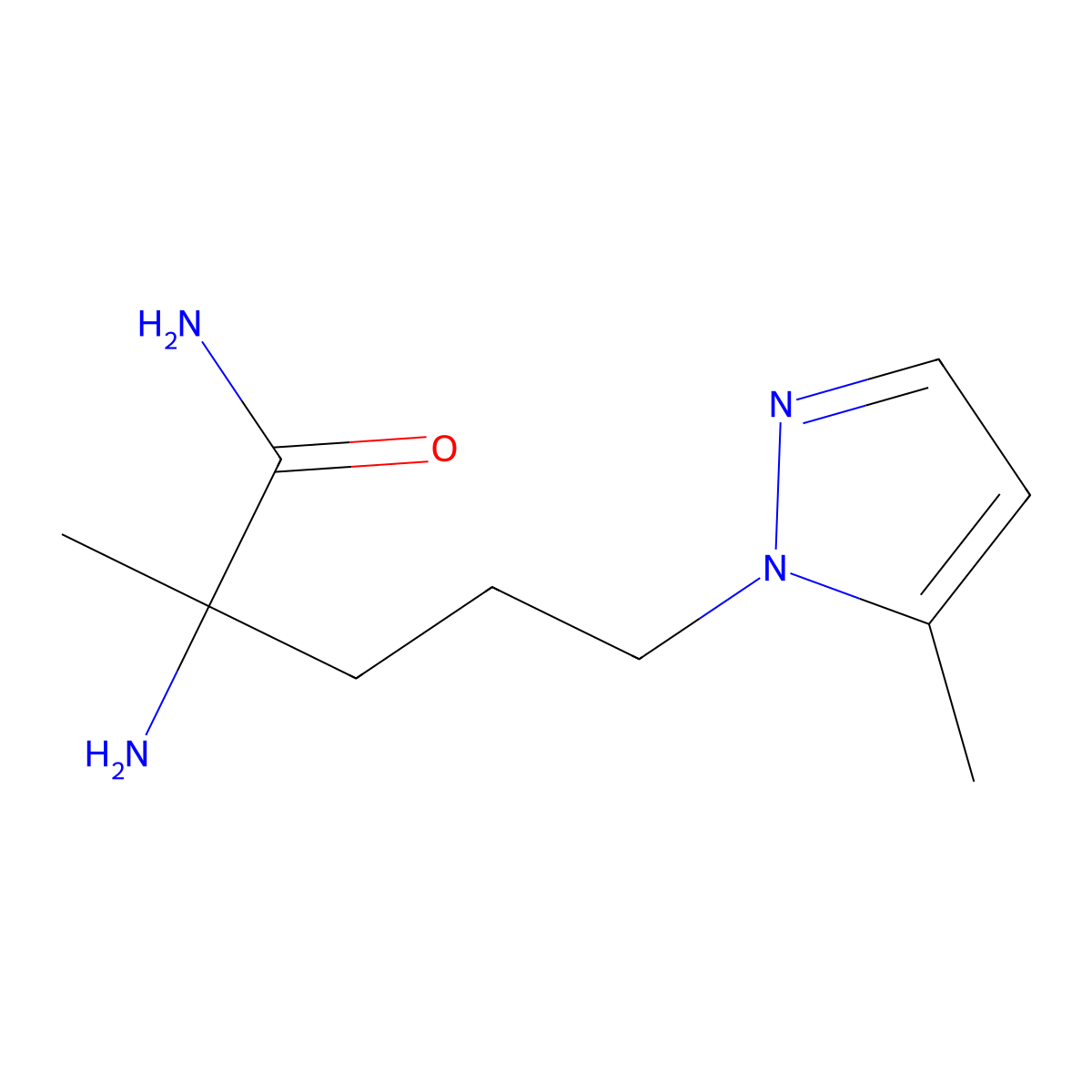2-Amino-2-methyl-5-(5-methyl-1h-pyrazol-1-yl)pentanamide molecular structure, CAS 1343382-49-9