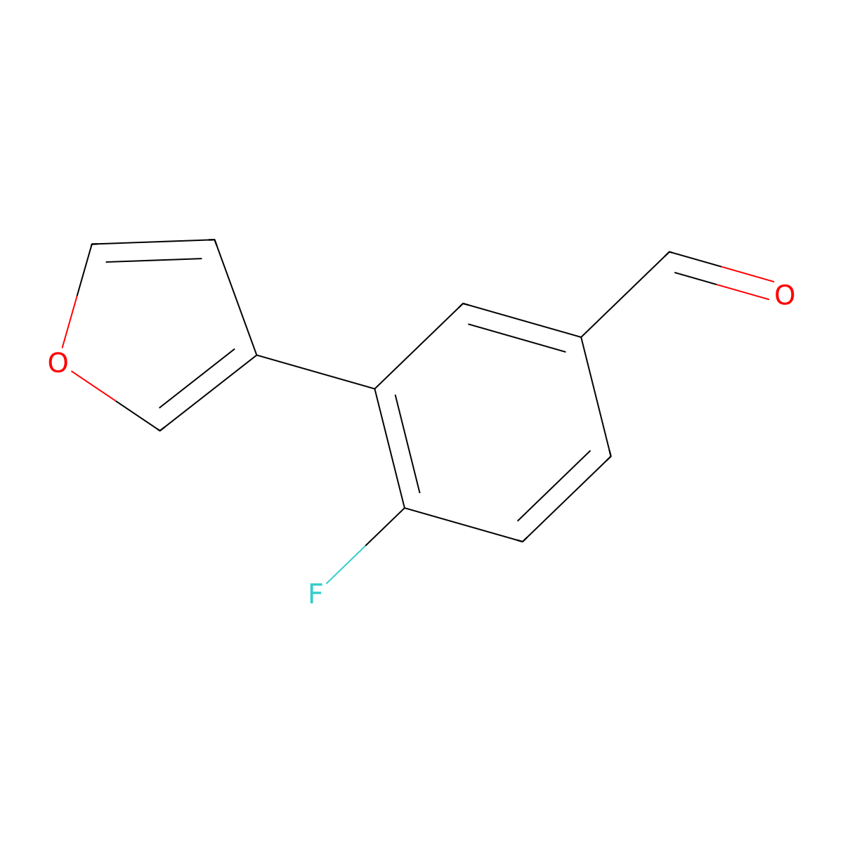 4-Fluoro-3-(furan-3-yl)benzaldehyde molecular structure, CAS 1343383-69-6