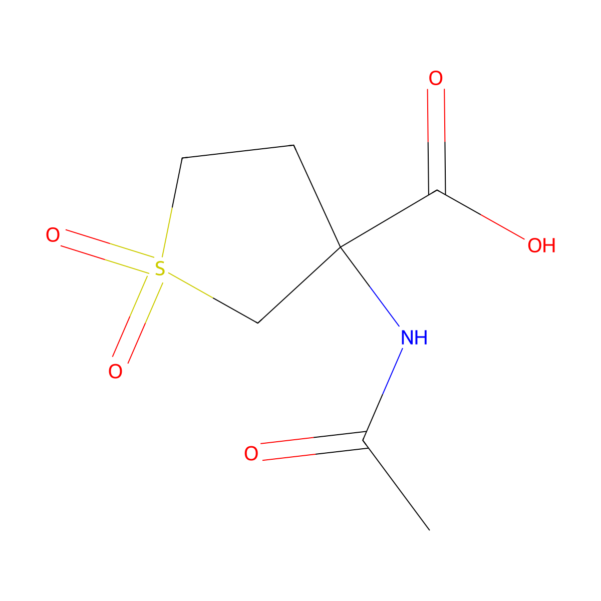 3-Acetamido-1,1-dioxo-1lambda6-thiolane-3-carboxylic acid molecular structure, CAS 1343384-85-9