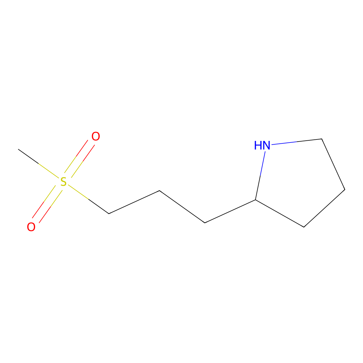 2-(3-(Methylsulfonyl)propyl)pyrrolidine molecular structure, CAS 1343384-86-0