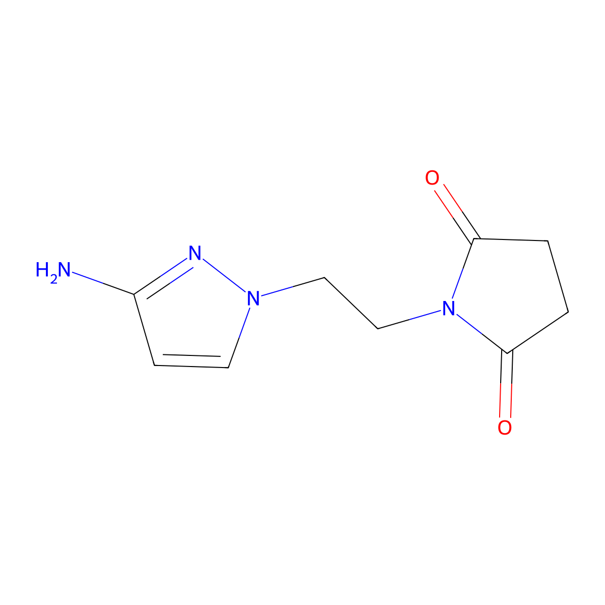 1-(2-(3-Amino-1H-pyraZol-1-yl)ethyl)pyrrolidine-2,5-dione molecular structure, CAS 1343387-39-2
