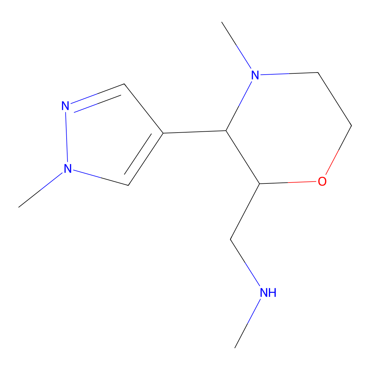 methyl({[4-methyl-3-(1-methyl-1H-pyrazol-4-yl)morpholin-2-yl]methyl})amine molecular structure, CAS 1343390-75-9