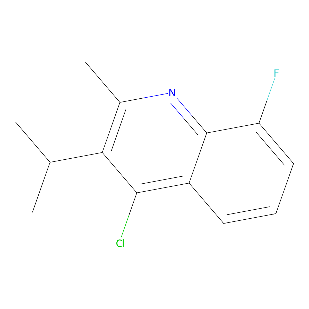 4-Chloro-8-fluoro-2-methyl-3-(propan-2-yl)quinoline molecular structure, CAS 1343392-03-9