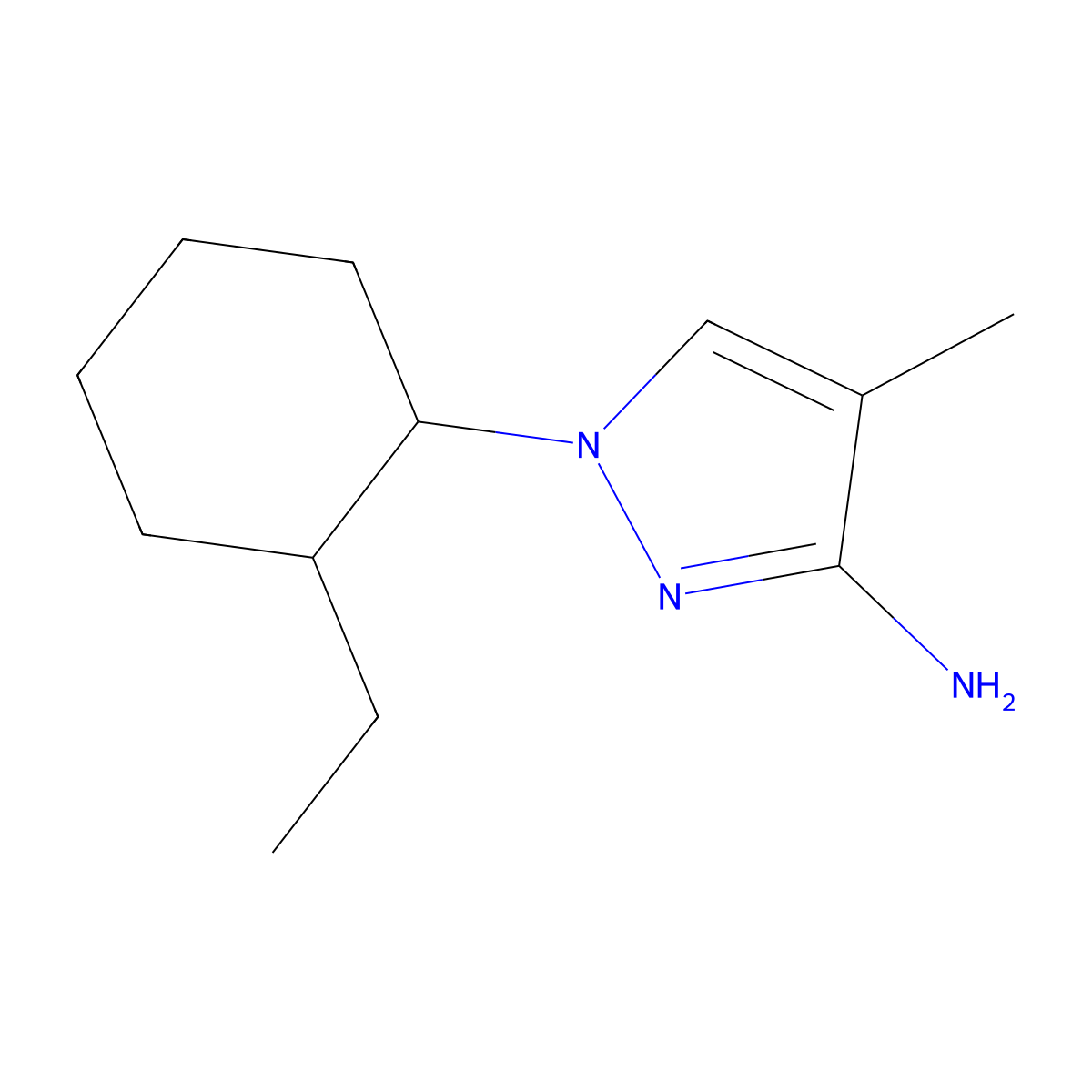 1-(2-Ethylcyclohexyl)-4-methyl-1h-pyrazol-3-amine molecular structure, CAS 1343392-36-8