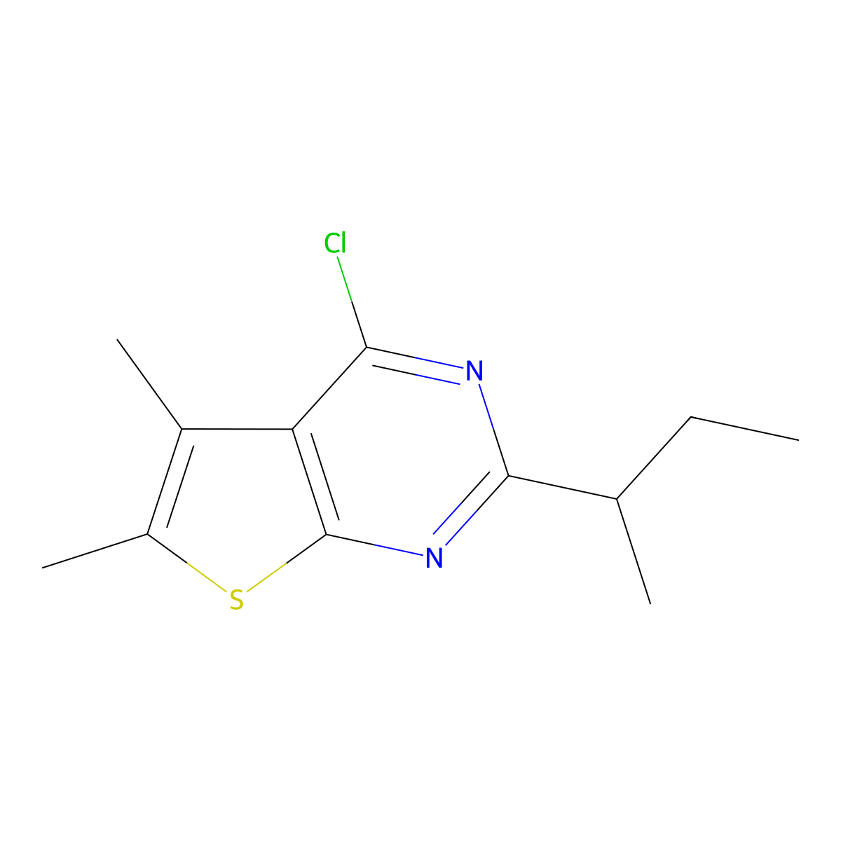 2-(Sec-butyl)-4-chloro-5,6-dimethylthieno[2,3-d]pyrimidine molecular structure, CAS 1343393-28-1