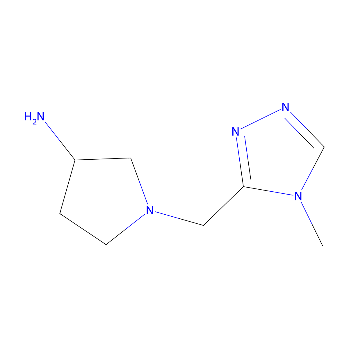 1-[(4-methyl-4H-1,2,4-triazol-3-yl)methyl]pyrrolidin-3-amine molecular structure, CAS 1343394-65-9