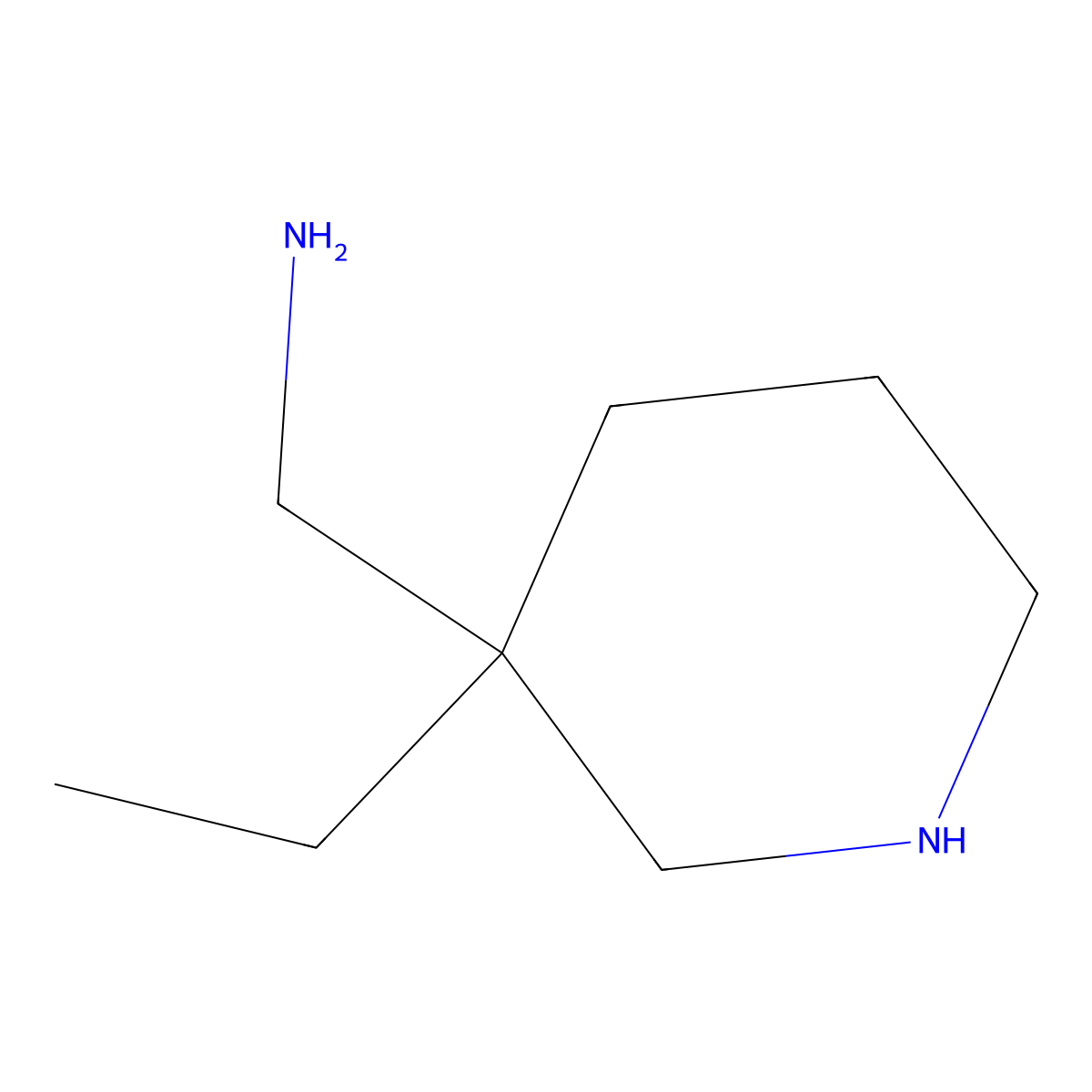 (3-Ethylpiperidin-3-yl)methanamine molecular structure, CAS 1343395-36-7