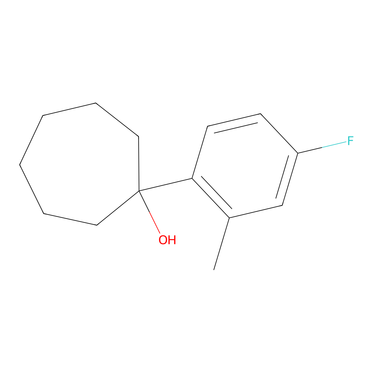 1-(4-Fluoro-2-methylphenyl)cycloheptanol molecular structure, CAS 1343397-70-5
