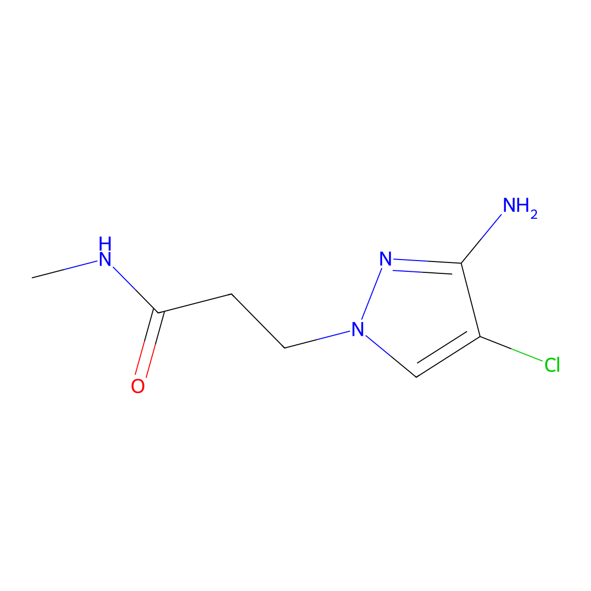 3-(3-amino-4-chloro-1H-pyrazol-1-yl)-N-methylpropanamide molecular structure, CAS 1343398-45-7