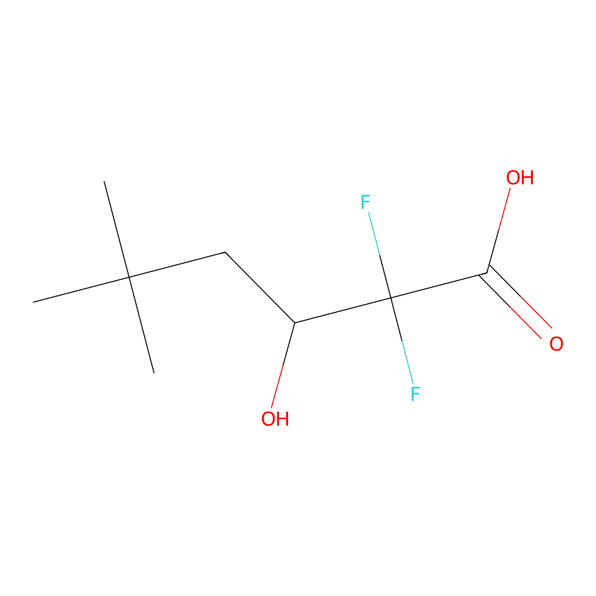 2,2-Difluoro-3-hydroxy-5,5-dimethylhexanoic acid molecular structure, CAS 1343418-40-5