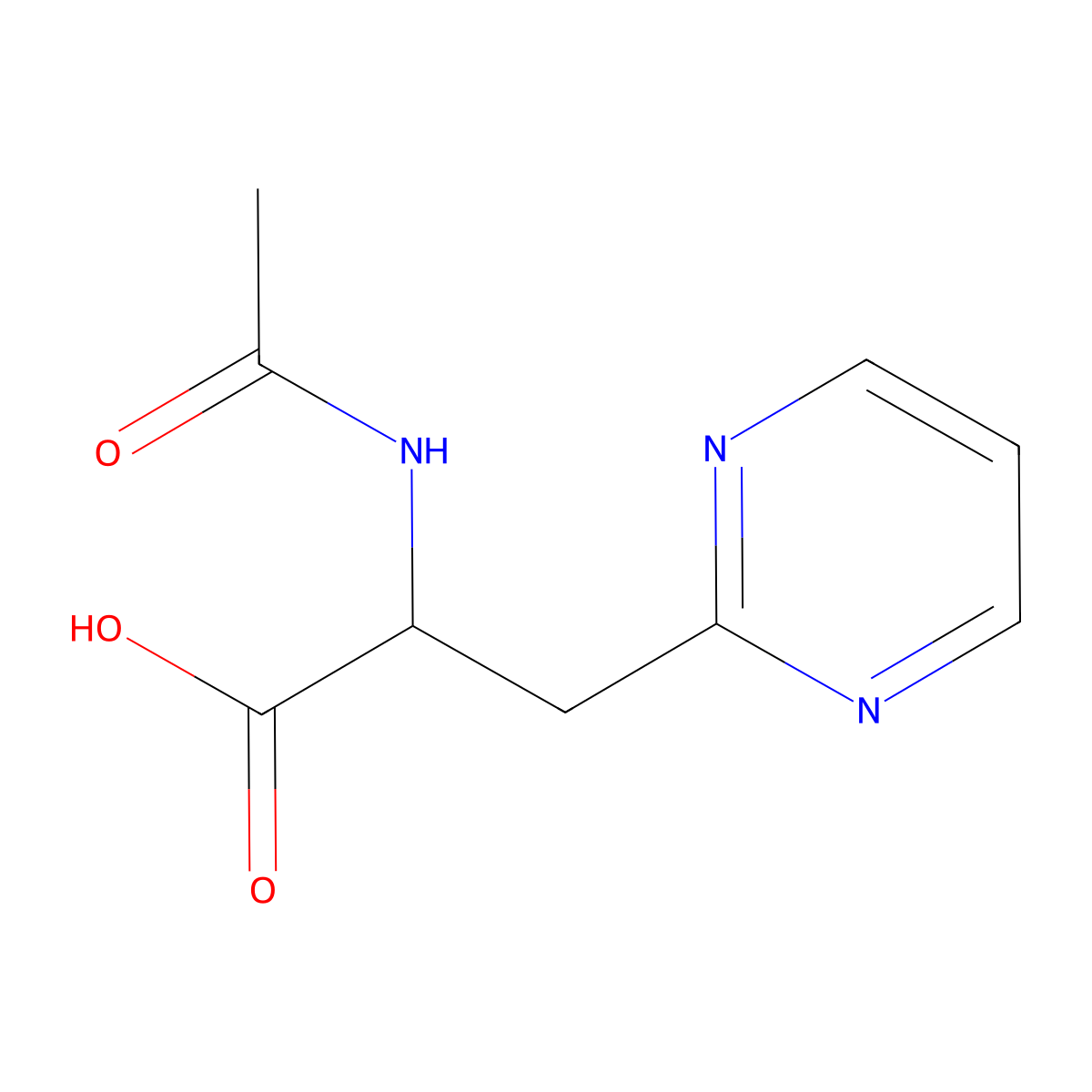 2-Acetamido-3-(pyrimidin-2-yl)propanoic acid molecular structure, CAS 1343424-10-1