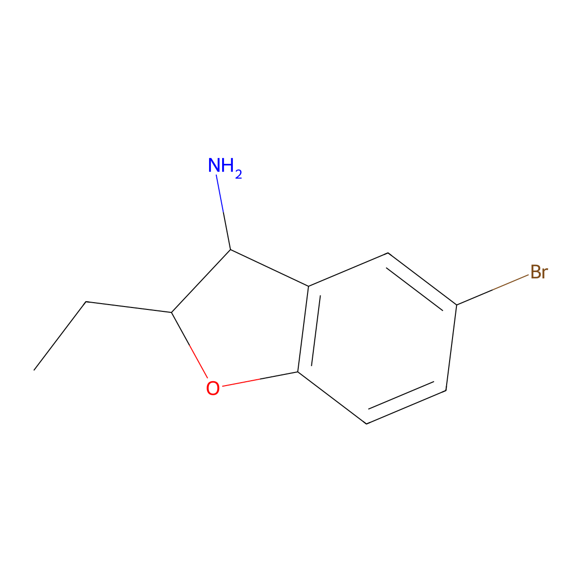 5-Bromo-2-ethyl-2,3-dihydro-1-benzofuran-3-amine molecular structure, CAS 1343430-75-0