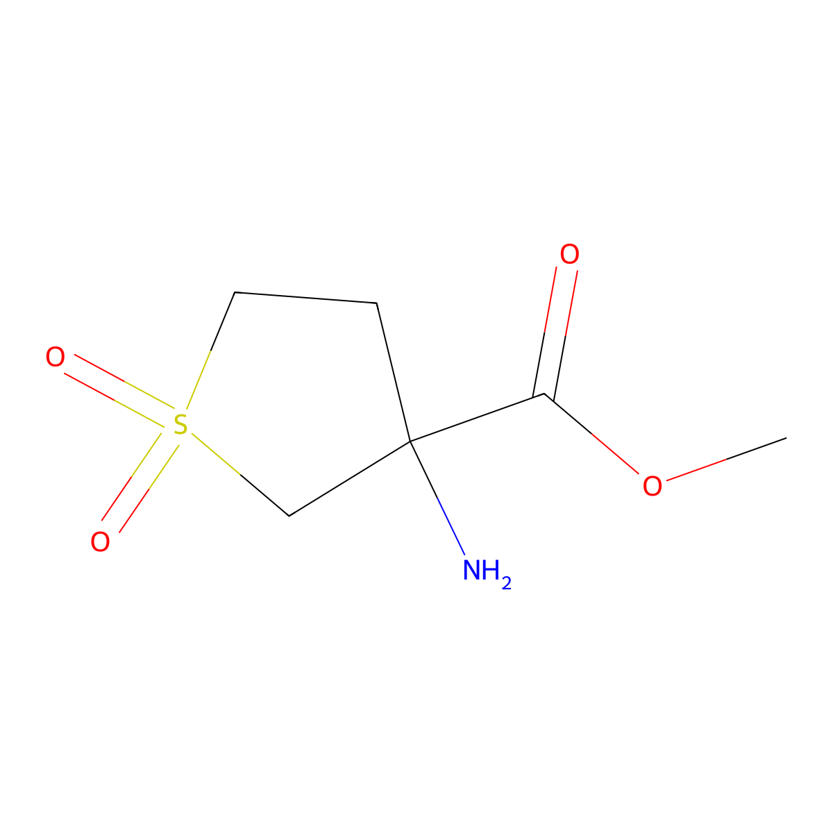Methyl 3-amino-1,1-dioxo-1lambda6-thiolane-3-carboxylate molecular structure, CAS 1343433-31-7