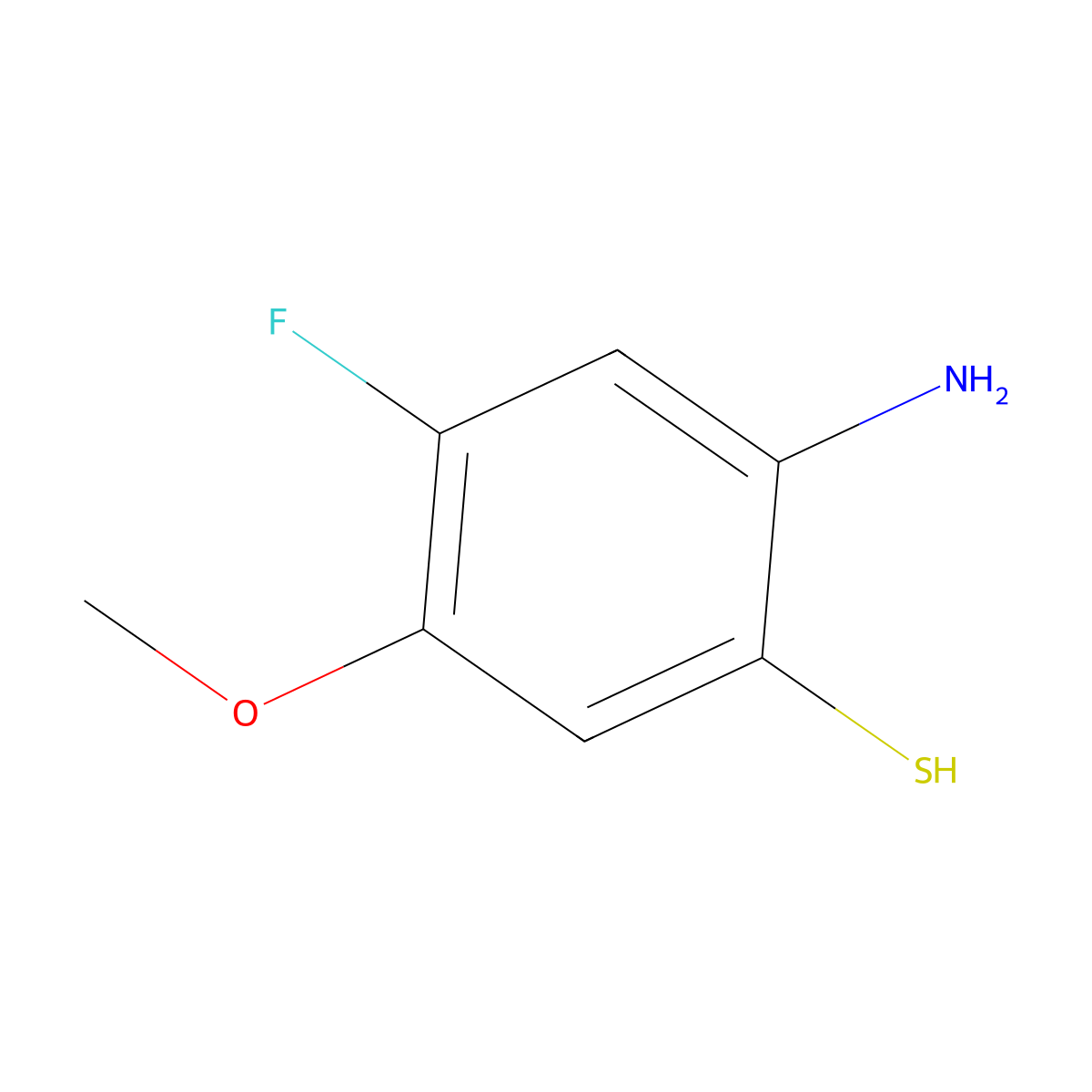 2-Amino-4-fluoro-5-methoxybenzene-1-thiol molecular structure, CAS 1343435-68-6