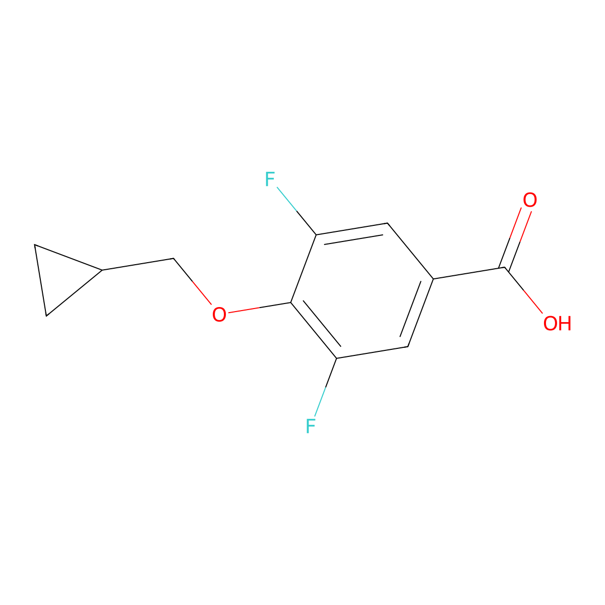 4-(Cyclopropylmethoxy)-3,5-difluorobenzoic acid molecular structure, CAS 1343436-42-9