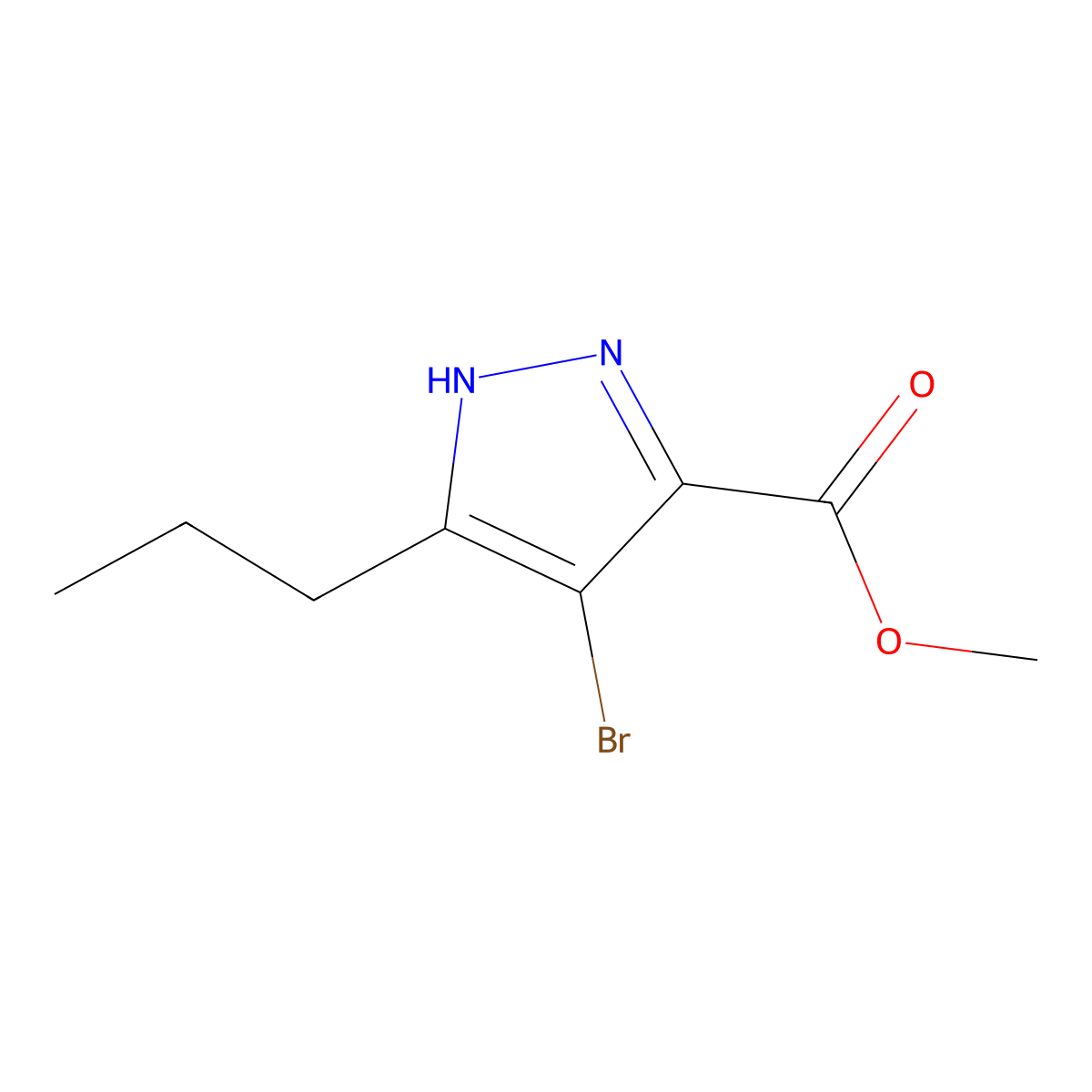 Methyl 4-bromo-3-propyl-1H-pyrazole-5-carboxylate molecular structure, CAS 1343438-19-6