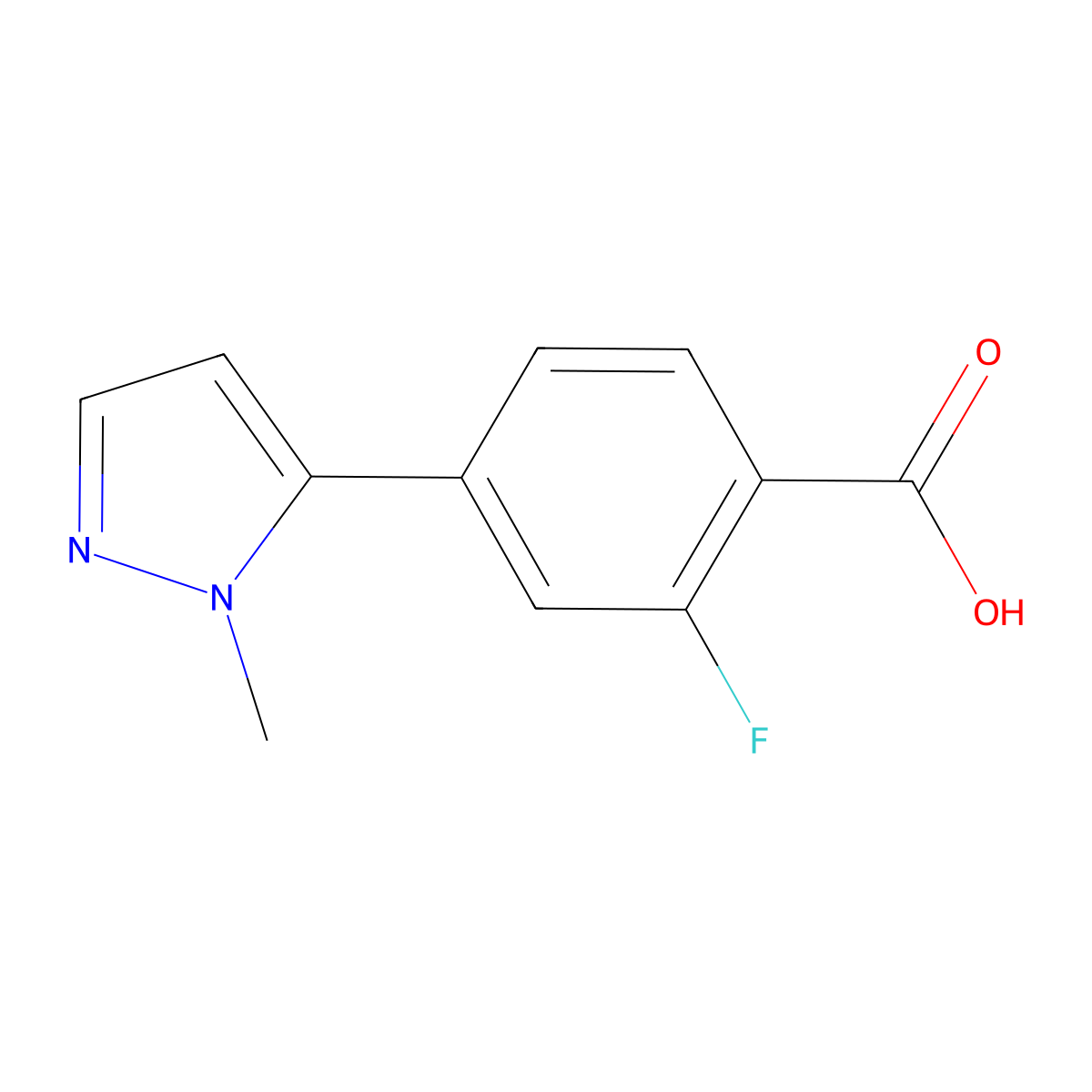 2-fluoro-4-(1-methyl-1H-pyrazol-5-yl)benzoic acid molecular structure, CAS 1343439-03-1