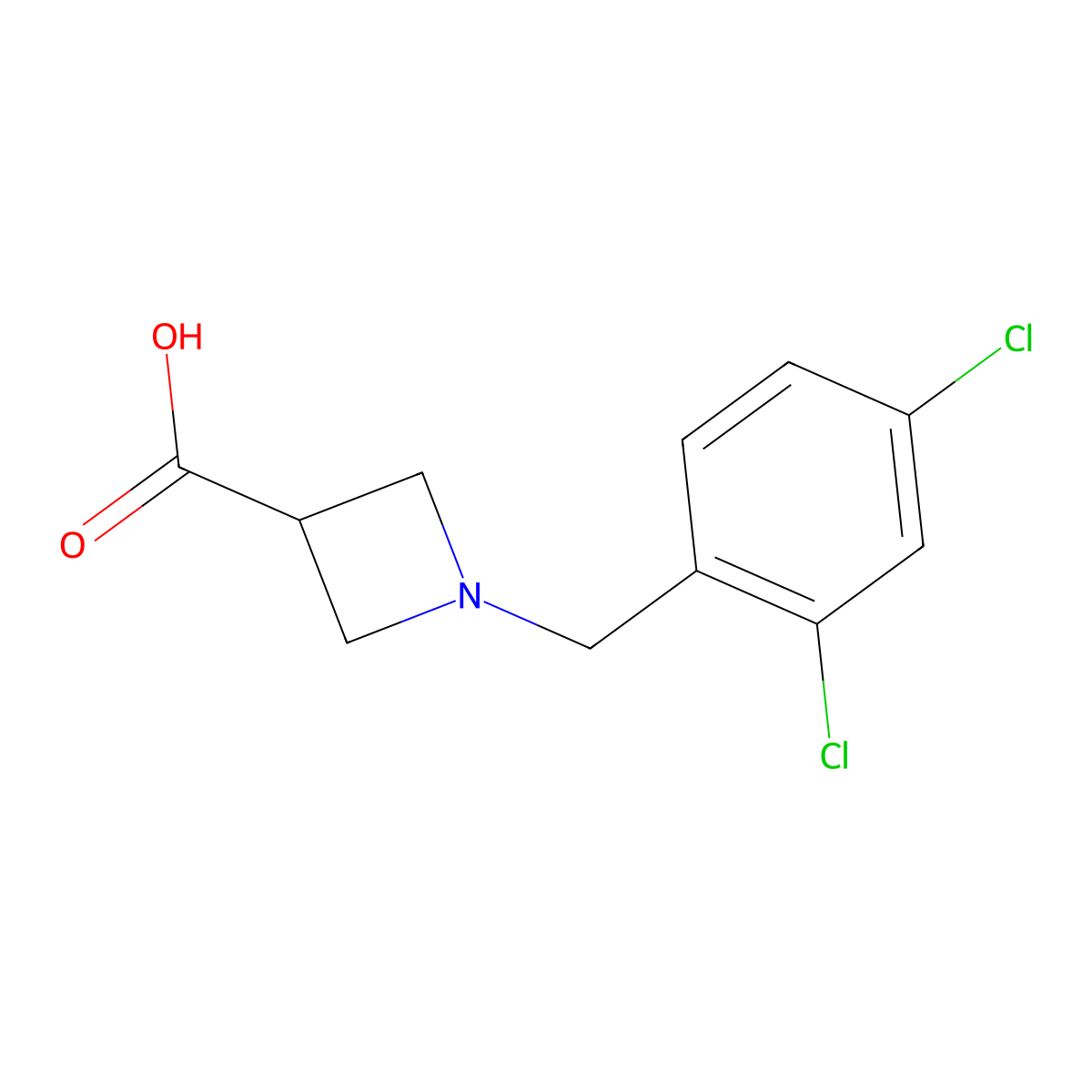1-[(2,4-Dichlorophenyl)methyl]azetidine-3-carboxylic acid molecular structure, CAS 1343441-18-8