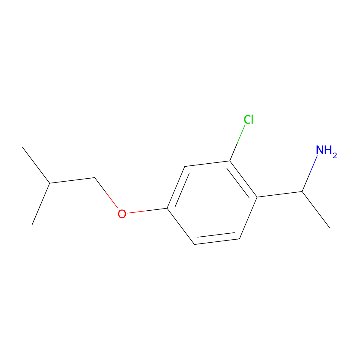 1-[2-Chloro-4-(2-methylpropoxy)phenyl]ethan-1-amine molecular structure, CAS 1343443-39-9