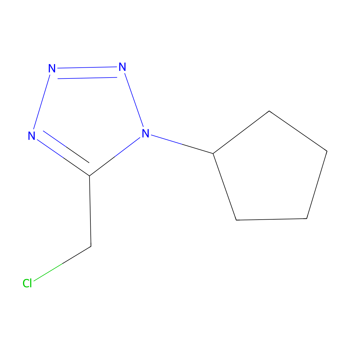 5-(chloromethyl)-1-cyclopentyl-1H-1,2,3,4-tetrazole molecular structure, CAS 1343443-98-0