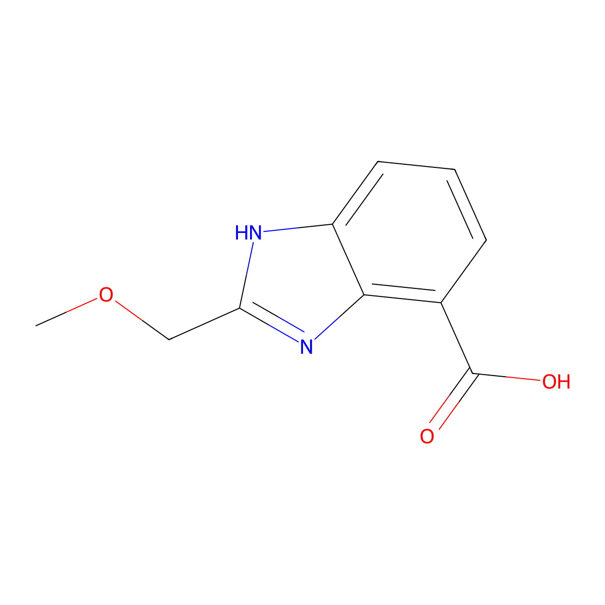 2-(methoxymethyl)-1H-1,3-benzodiazole-4-carboxylic acid molecular structure, CAS 1343445-19-1
