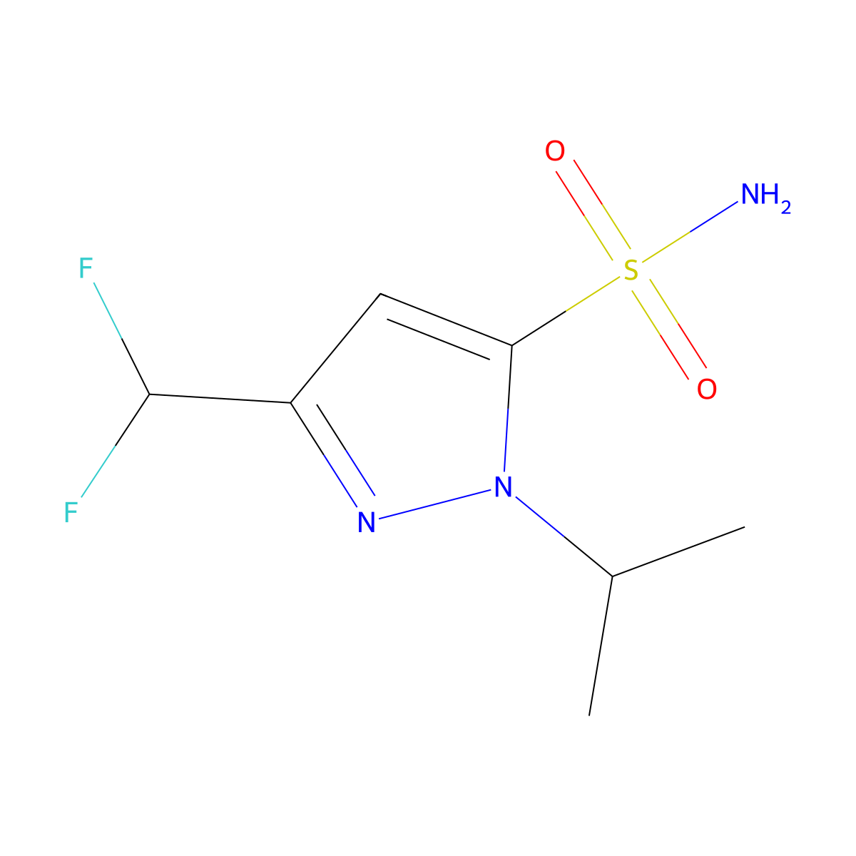 3-(difluoromethyl)-1-(propan-2-yl)-1H-pyrazole-5-sulfonamide molecular structure, CAS 1343447-86-8