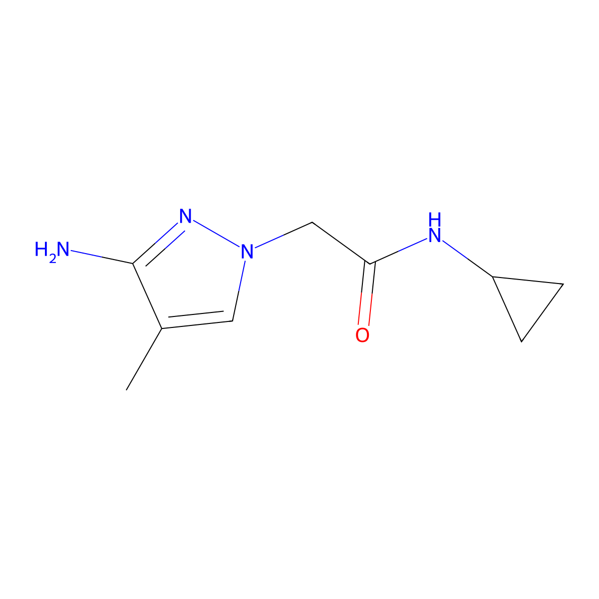 2-(3-amino-4-methyl-1H-pyrazol-1-yl)-N-cyclopropylacetamide molecular structure, CAS 1343450-28-1