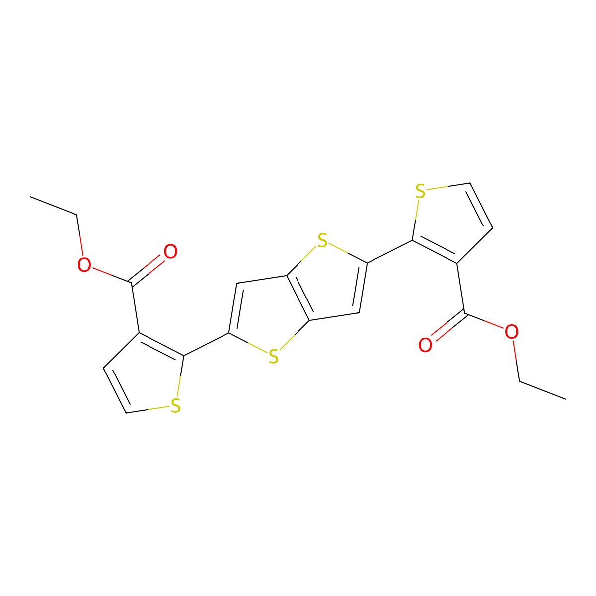 Diethyl 2,2'-(thieno[3,2-b]thiophene-2,5-diyl)bis(thiophene-3-carboxylate) molecular structure, CAS 1343457-55-5