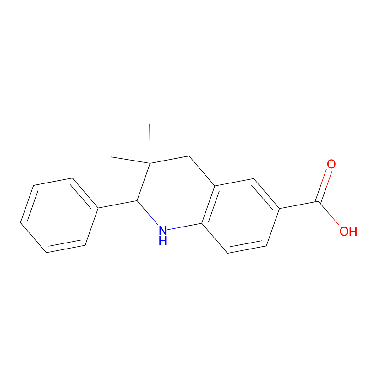 3,3-Dimethyl-2-phenyl-1,2,3,4-tetrahydroquinoline-6-carboxylic acid molecular structure, CAS 1343461-66-4