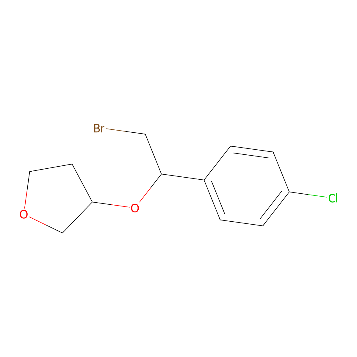 3-[2-Bromo-1-(4-chlorophenyl)ethoxy]oxolane molecular structure, CAS 1343470-69-8