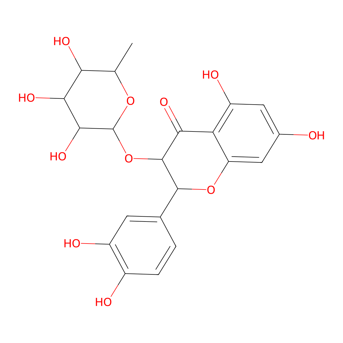 2-(3,4-Dihydroxyphenyl)-5,7-dihydroxy-3-(3,4,5-trihydroxy-6-methyl-oxa N-2-YL)oxy-chroman-4-one molecular structure, CAS 1343479-61-7