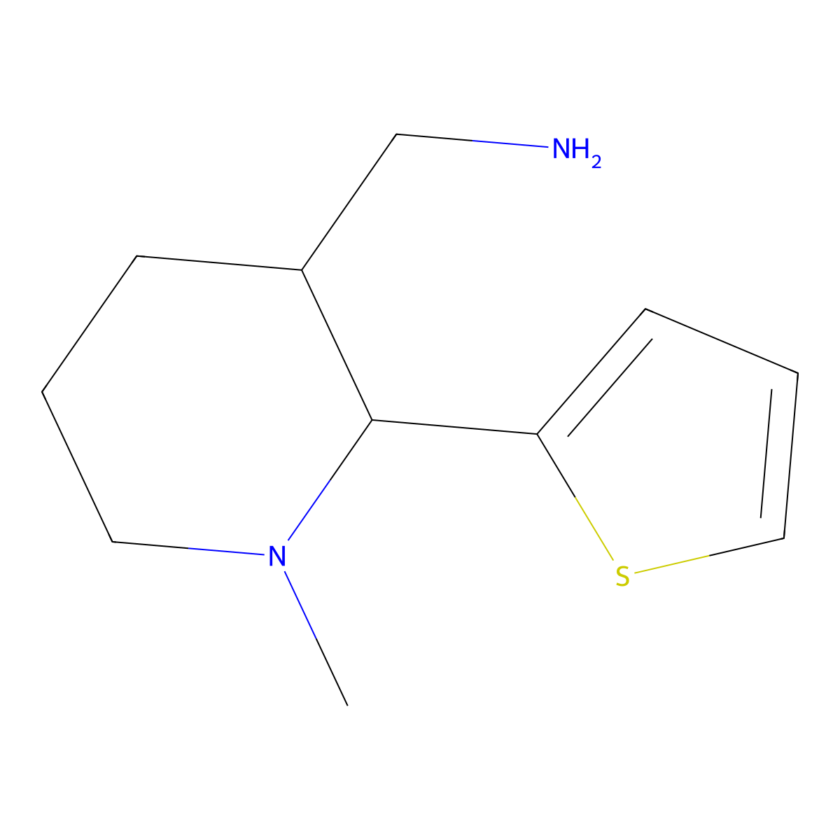 [1-Methyl-2-(thiophen-2-yl)piperidin-3-yl]methanamine molecular structure, CAS 1343496-67-2