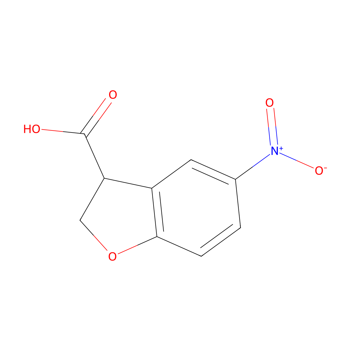 5-Nitro-2,3-dihydro-1-benzofuran-3-carboxylic acid molecular structure, CAS 1343497-45-9